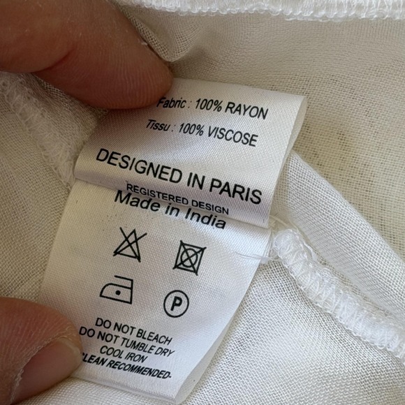 Miss June Paris Blouse Womens White Boho Cold Shoulder Bell Sleeve Lace S/M - Picture 13 of 16